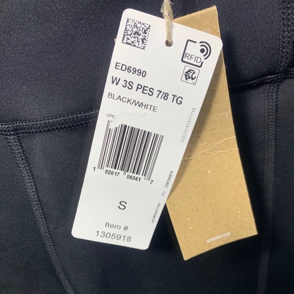 New! Adidas Black White Three Stripe Active Tight - Picture 7 of 11